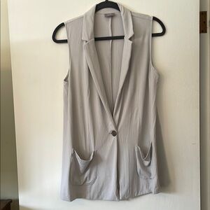 J. Jill Single Button Stretch Gray Vest with Pockets Small
